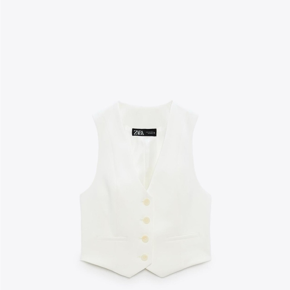 Zara White Buttoned Vest
